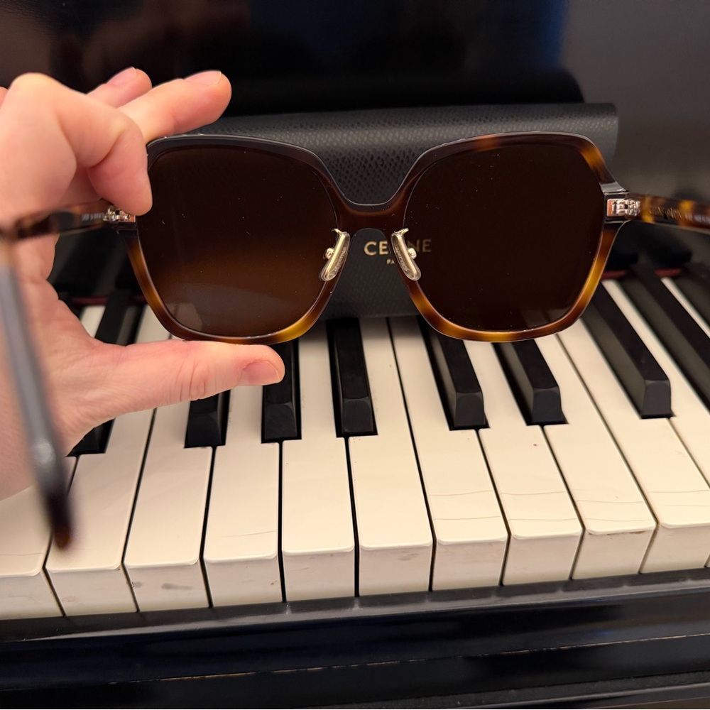 Celine Geometric Brown Tortoise Shell Acetate Sun… - image 7